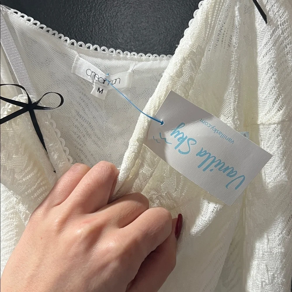 NWT White Spaghetti Strap Dress Size Medium - Picture 3 of 5